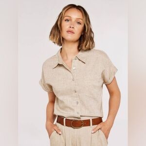 Brooks Brothers 100% Linen Button Down Short Sleeve Shirt